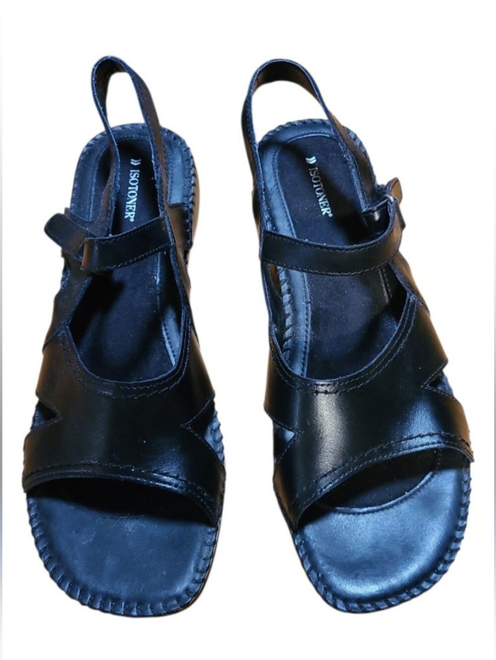Isotoner Black Strappy Sandals - Picture 2 of 7